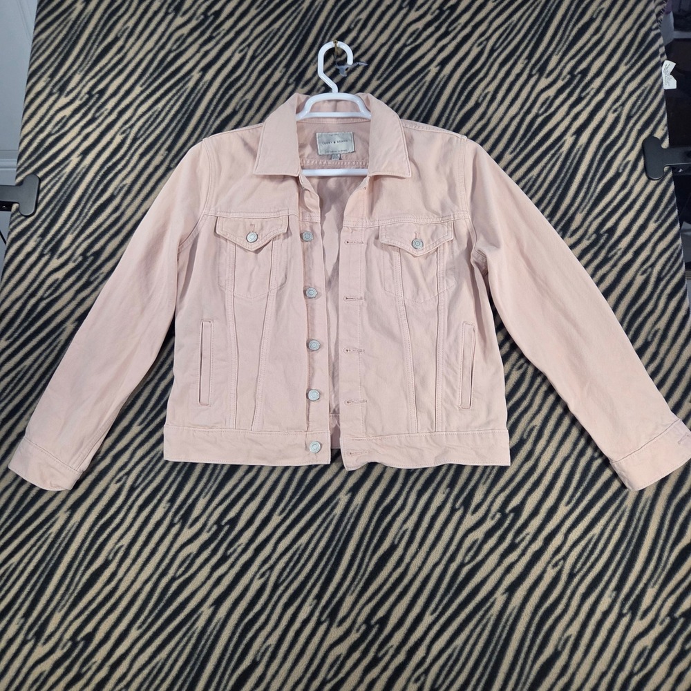 Lucky Brand Tomboy Trucker Pink Denim Jacket Blush Pastel Soft Dusty Pink L